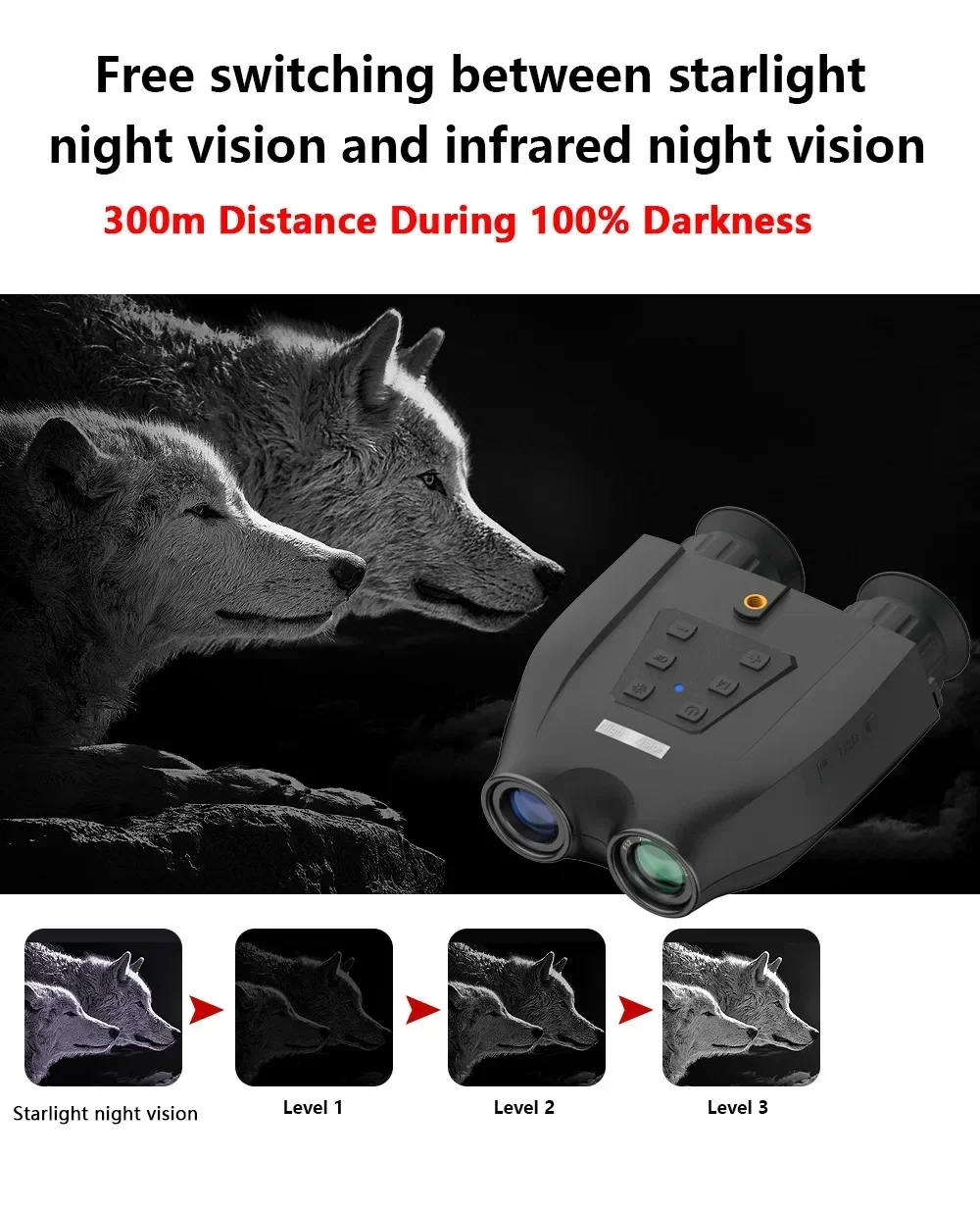 DT99 Binoculars Night Vision Head mounted Night Vision Goggle 300M Infrared Binoculars Telescope 8X Digital Zoom for Hunting