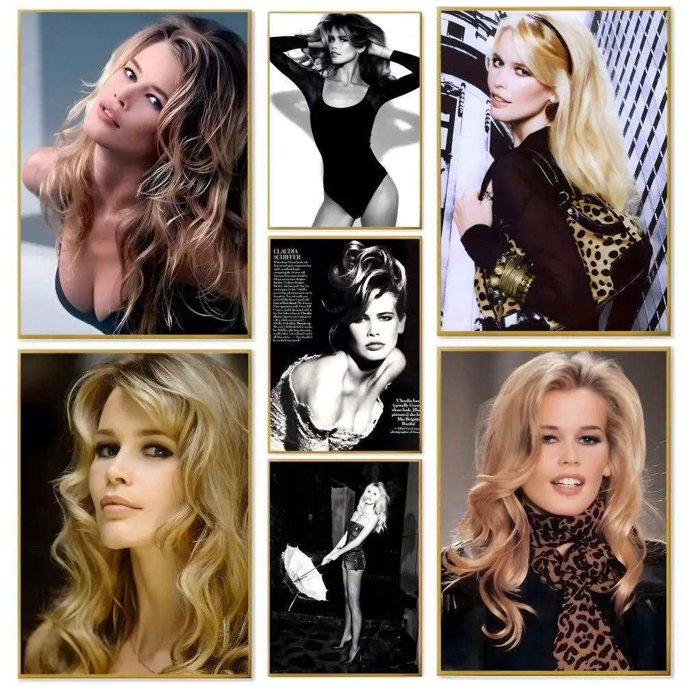 Póster de supermodelo c-Claudia s-schiffer, papel impreso para el hogar, sala de estar, dormitorio, entrada, Bar, cafetería, decoración de pintura artística