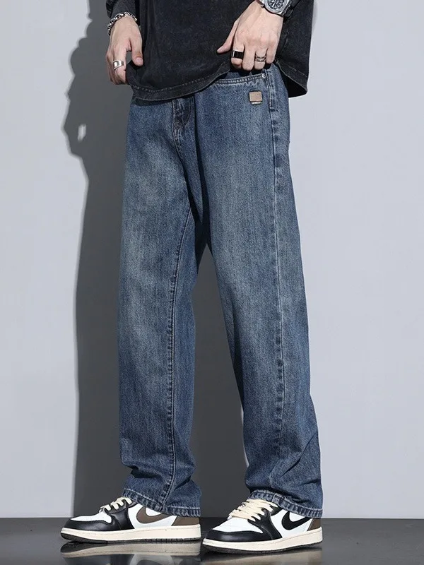 

Мужские джинсы Waed Denim прямого кроя, свободные, повседневные, летние, модные, универсальные, широкие брюки, молодежные, удлиненные.