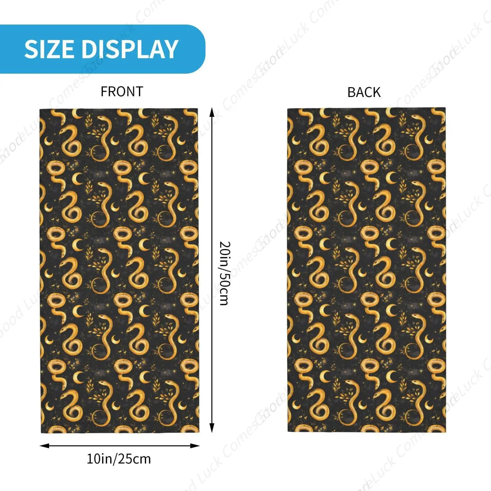 Neck Gaiters for Men Women - Gold Snake Leaves Print Bandanas Balaclava Half Face Mask Cover Neck Scarf