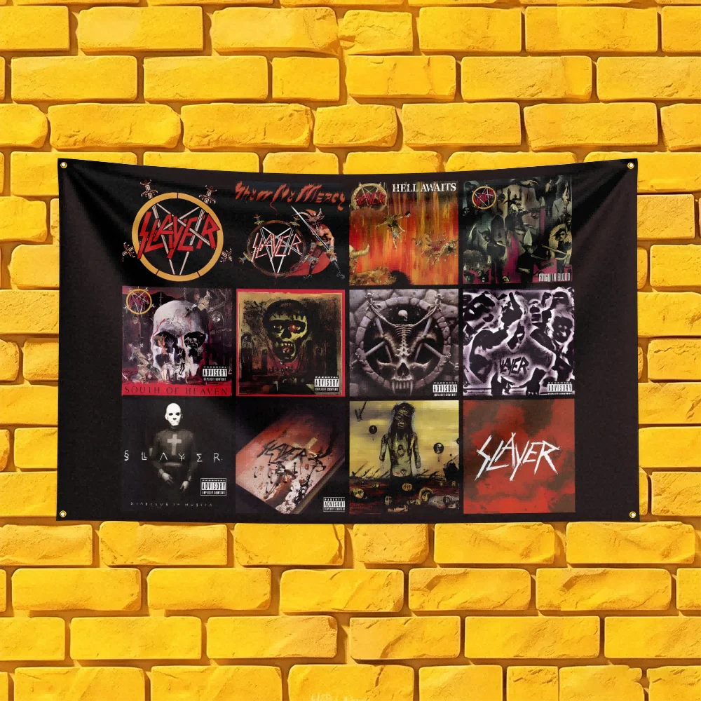 Slayer Tribute Music Flag 3x5 FT Polyester Decorative Banner For Home Bar Music Room Gift