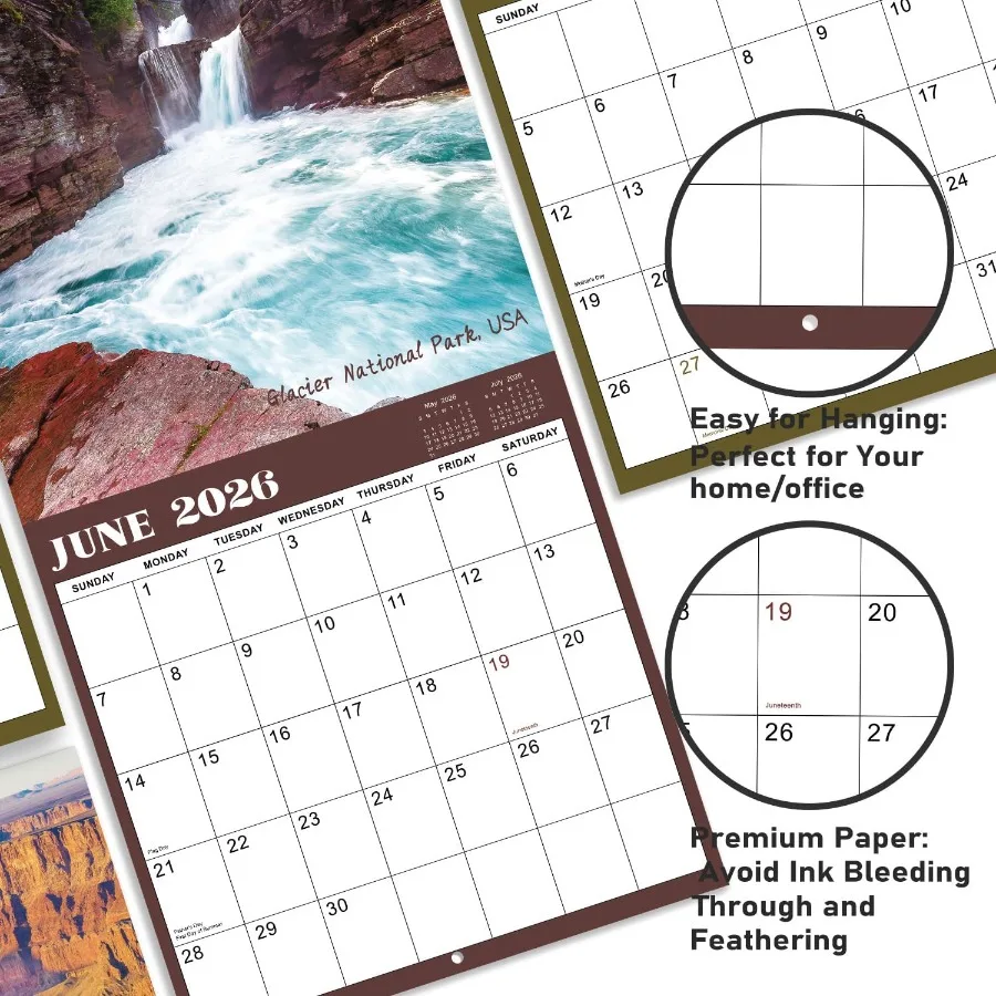 Kalender 2026 - JAN 2026 - DEC 2026 2026 Wandkalender 18 Maandkalender 2026 12 "x 24" Open Wandkalender 2026 met Ongelinie