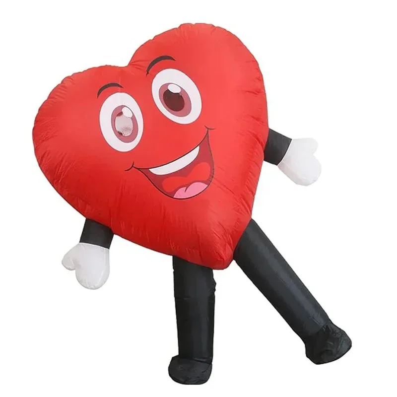 زي الهالوين التنكري القابل للنفخ باللون الأحمر على شكل قلب الحب ينفخ بدلة تنكرية للبالغين في عيد الحب وحفلات عيد الميلاد