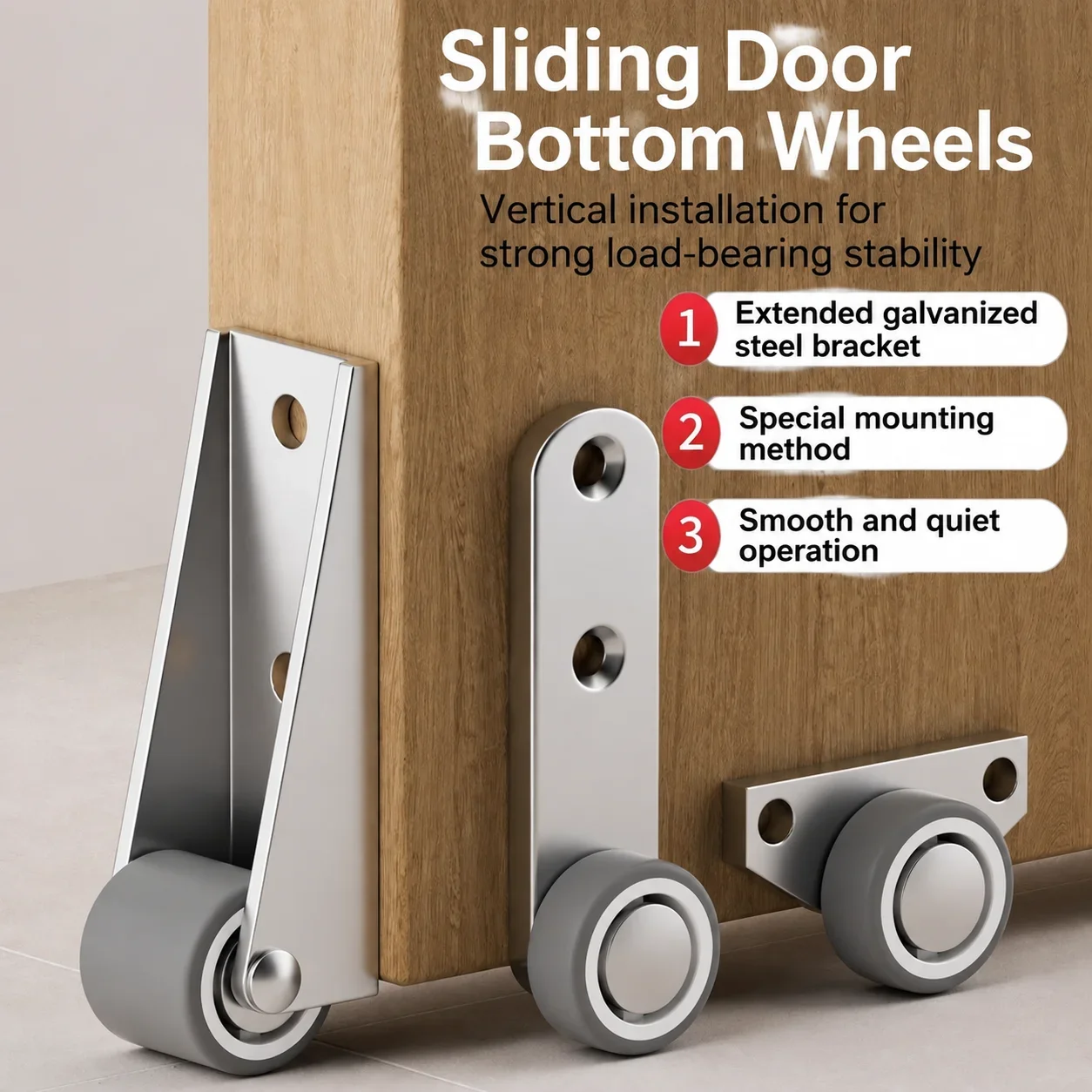 Heavy Duty Sliding Door Pulley Wheel Caster with Silent Nylon Rubber Roller for Door Sag Support - view 2
