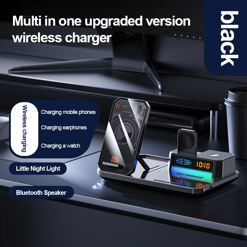 6 In 1 Car Wireless Charger Stand Innovative Car Shape 15W Fast Charging Desk Charger Great Present Idea