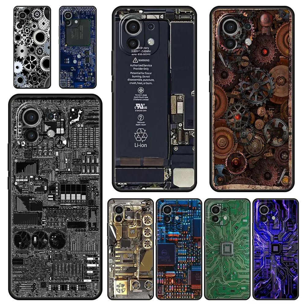 Inside motherboard Circuit Phone Case For Xiaomi 12T 12 13 Pro Poco X3 NFC M3 F3 F4 M4 X4 Mi Note 10 11 Lite 10T 5G 11T 9T Cover