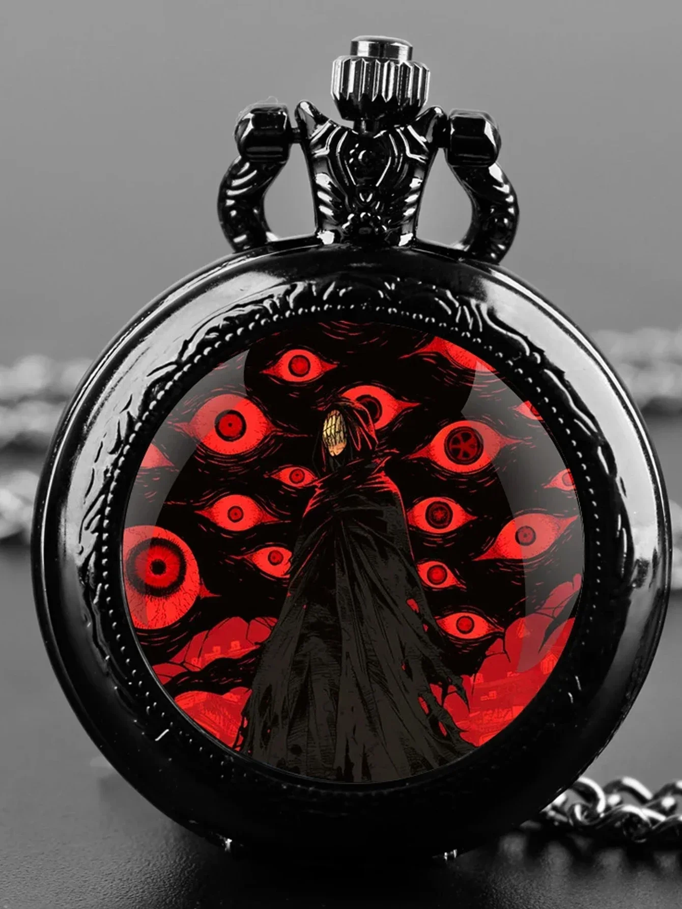 Colorful Pattern Medium-Sized Pocket Watch Retro Flip Cover Decorative Necklace Watch Quartz for Trendy Unisex Students