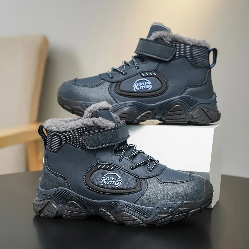 

Children's Winter Sneakers Kids Winter Hiking Boots Thicked Fur Warm Snow Boots for Girls Boys Non-slip Outdoor Climbing Shoes