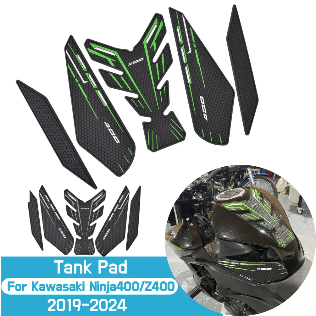 

For Kawasaki Ninja 400 2019-2024 2023 Ninja400 Z400 Side Tank Pad Oil Gas Fuel Protector Cover Motrocycle Rubber Stickers Decal