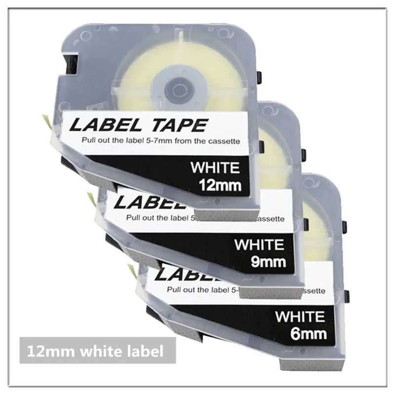 

10PK ink ribbon printer sticker lm-412w(12mmX8m)white cassette label tapes for LMARK electronic lettering machine lk-320p