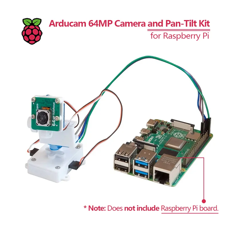 Schwenk-Neige-Kit und Arducam 64-MP-Kamera für Raspberry Pi