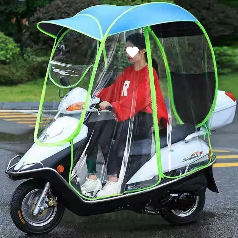 

2025 New Full Enclosure Shelter - UPF50+ IPX5 Waterproof 600D Oxford, E-Bike/Moto Black