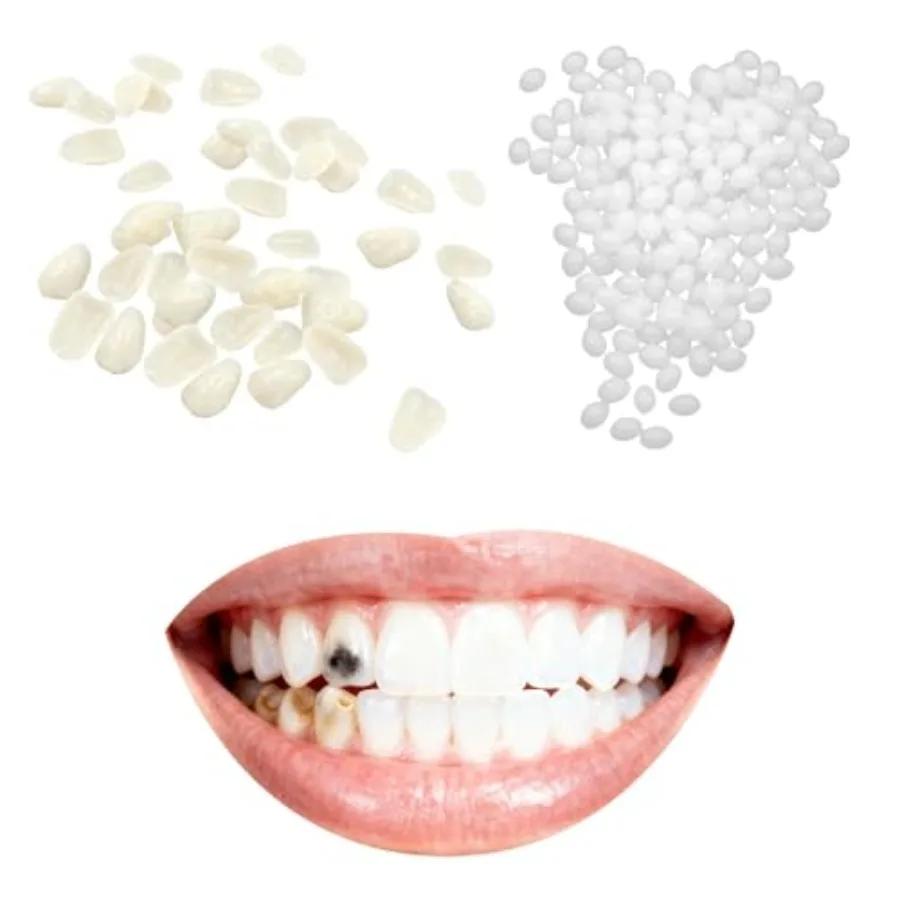 50Pcs Fake Tooth Covers for Bad Teeth Moldable Carillas Dentales Dientes Postizos with 50g Thermal Beads Replacement Kit for Fi