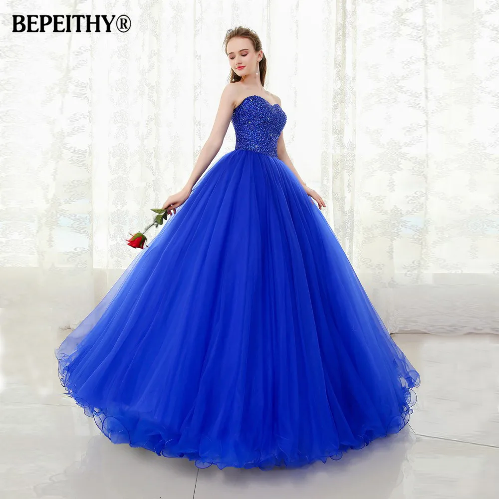 BEPEITHY Customized Sweetheart Beaded Ball Gown Prom Dresses Floor Length Luxury Vintage Evening Dress Strapless Party Gowns