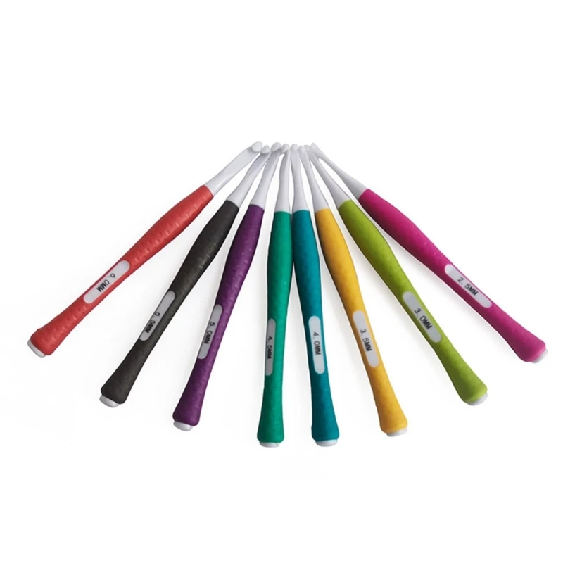 8Pcs Crochet Hooks With Soft Handle Plastic Handle Knitting Needle