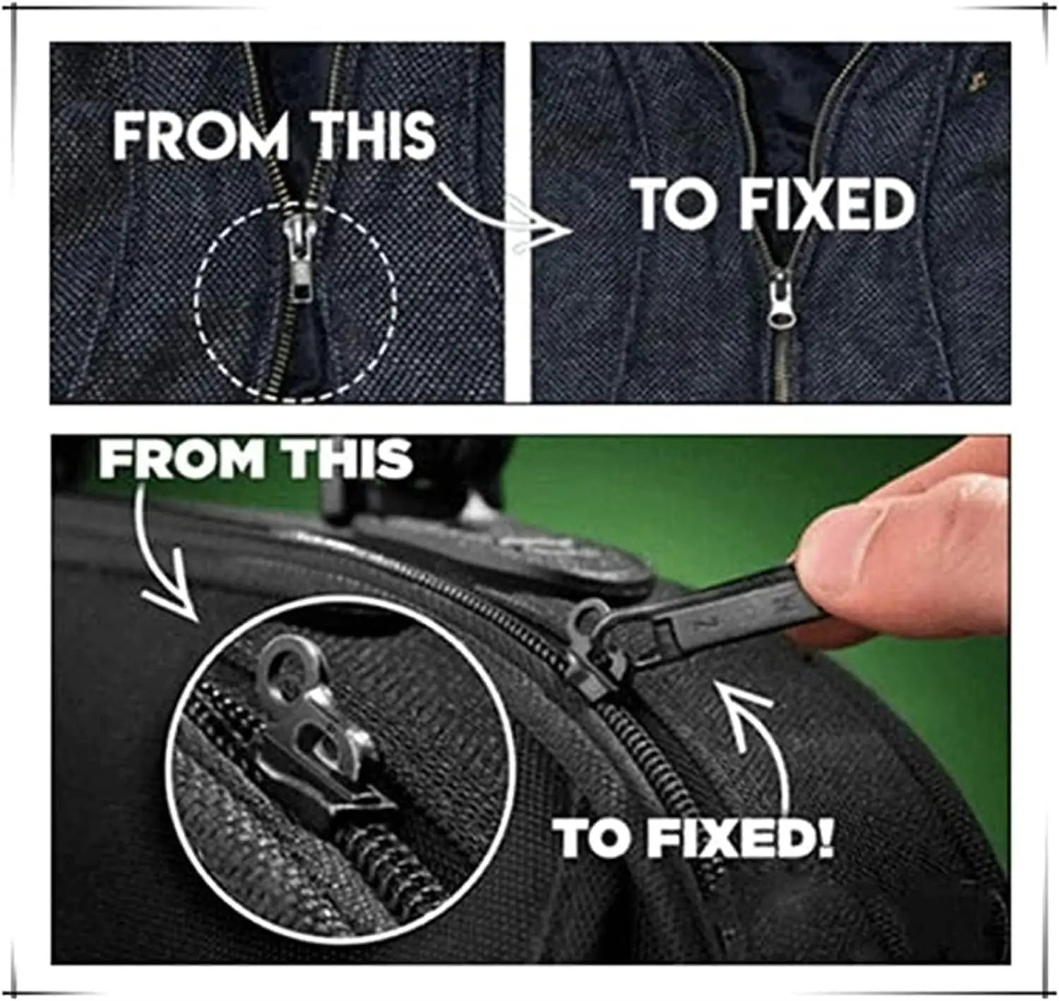 6Pcs Black Fix Zip Puller Zip Slider Repair Instant Kit, Instant Zipper Set, Fix Zipper Removable Rescue Replacement Pack