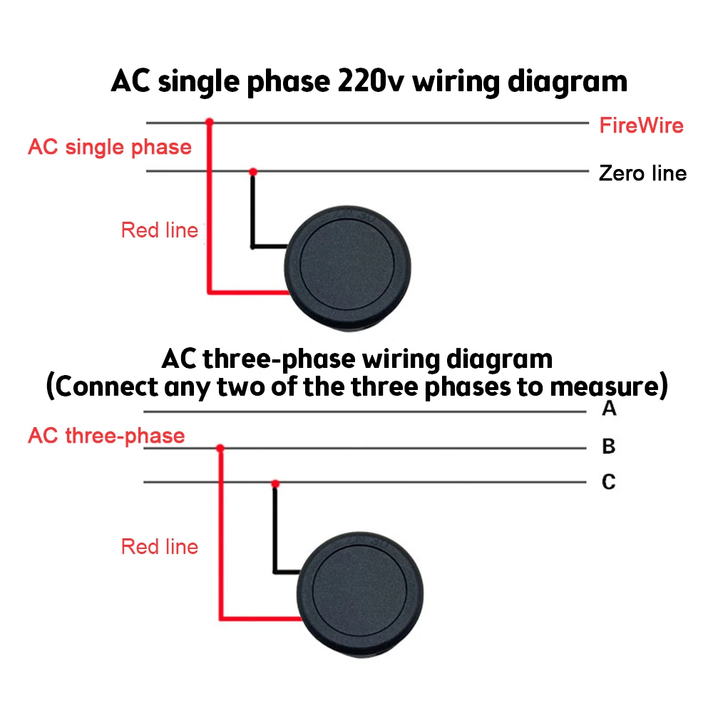 AC DC 50-500V LED Digital Display Circular Voltmeter 2 Wire DC Digital Voltmeter 12V Head Display Reverse Connection Protection