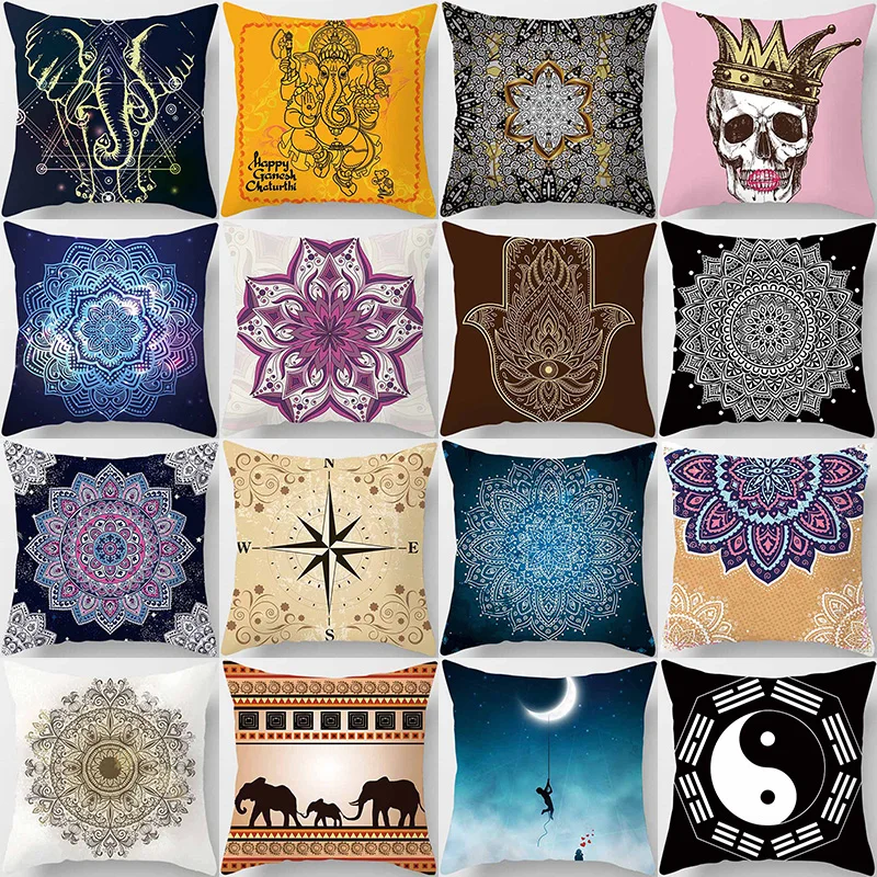 Beauty Mandala Nebula Flower Tiger  Pattern Pillow Covers Short Plush High Quality Square Thick Pillow Case Covers