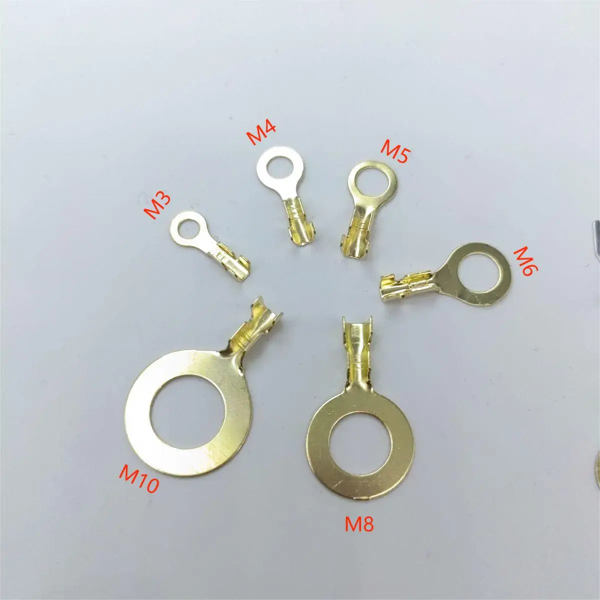 50Pcs M3 M4 M5 M6 Brass Fork Spade U-Type Non-Insulated Wire Connector Electrical Crimp Ground Terminator Connector 0.5-2.5mm