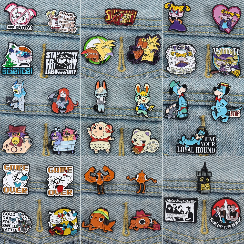 

2-4 Pcs Cartoon Anime Metal Brooch Lapel Pin Adventure Game Comedy Character Animal Witch Girl Science Badge Jewelry Friend Gift