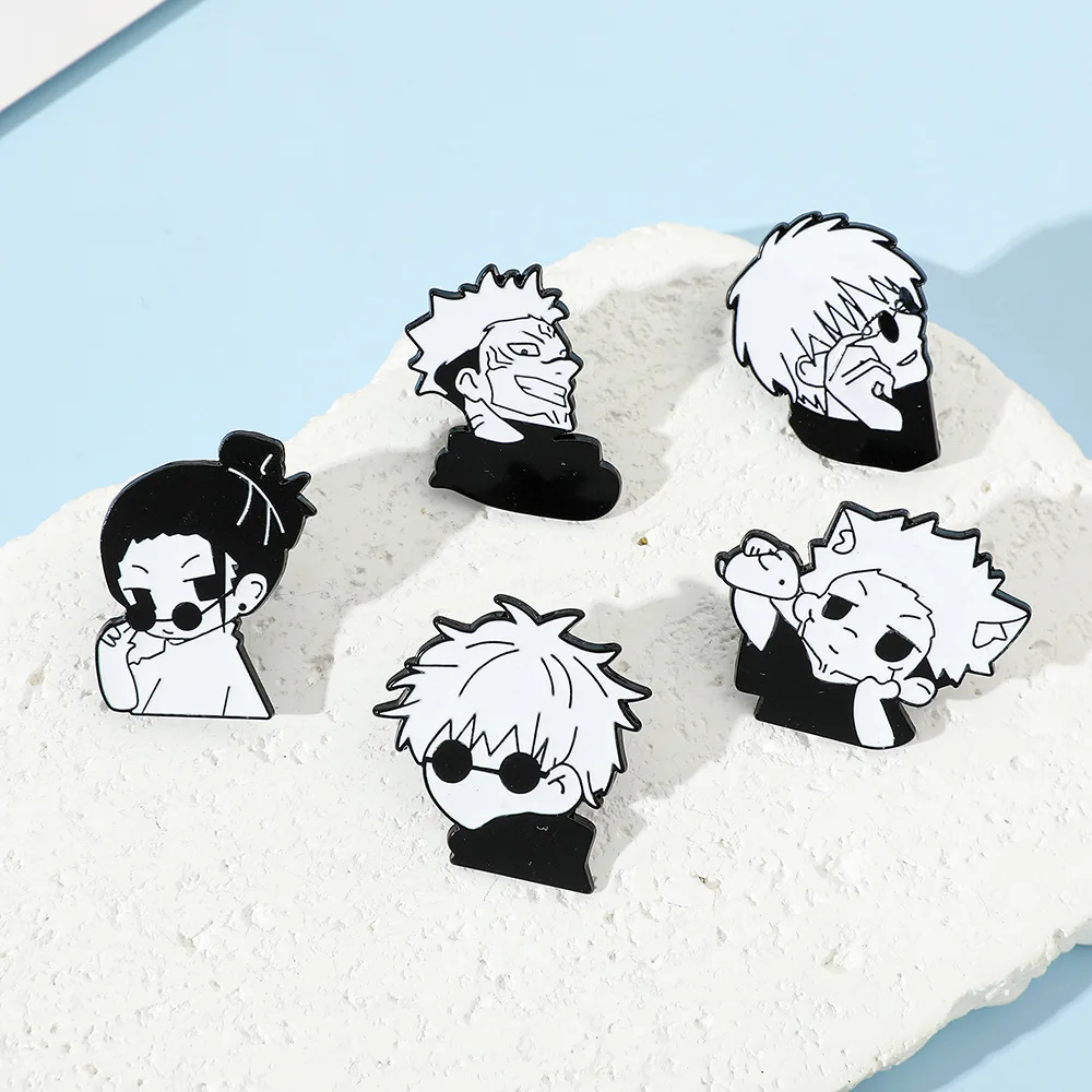 5pcs Anime Jujutsu Kaisen Alloy Brooch Satoru Gojo Metal Badges Fashion Gift Accessories for Clothing Bags