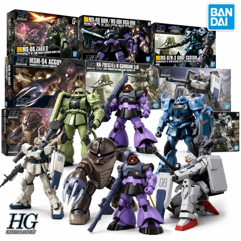 Bandai HGUC 1/144 Zaku II Dom Gouf Custom Acguy Ground Gundam Ez8 Universal Century Mecha Robot Assembly Plastic Model Kit Toy