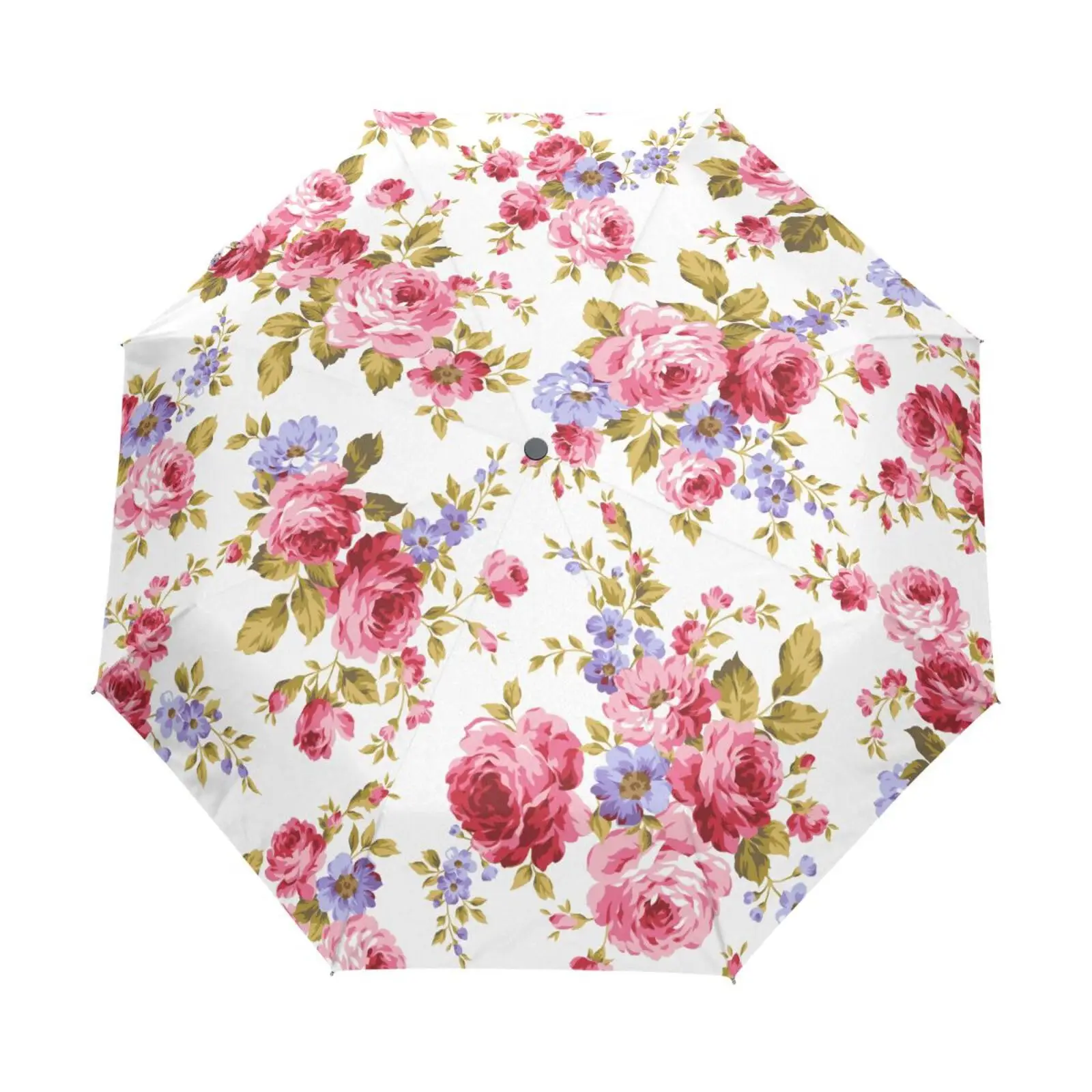 

Винтажный зонт для путешествий с розой, портативный складной ветрозащитный зонт с деревенскими цветами, романтический зонт с цветочным принтом, солнечный и дождливый