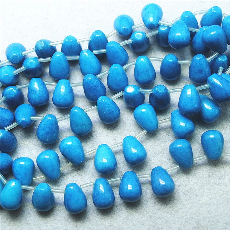 26PCS 12X16MM New Blue Jade Stone Beads Teardrop Shape For Fashion Women Jewelry Making Accessories Unique Items