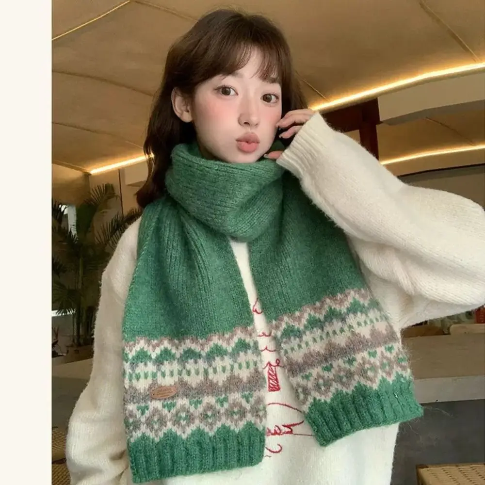 

Элегантный шерстяной жаккардовый вязаный шарф, утепленные зимние кашемировые шарфы, теплая однотонная шаль в стиле Fair Isle для женщин/мужчин