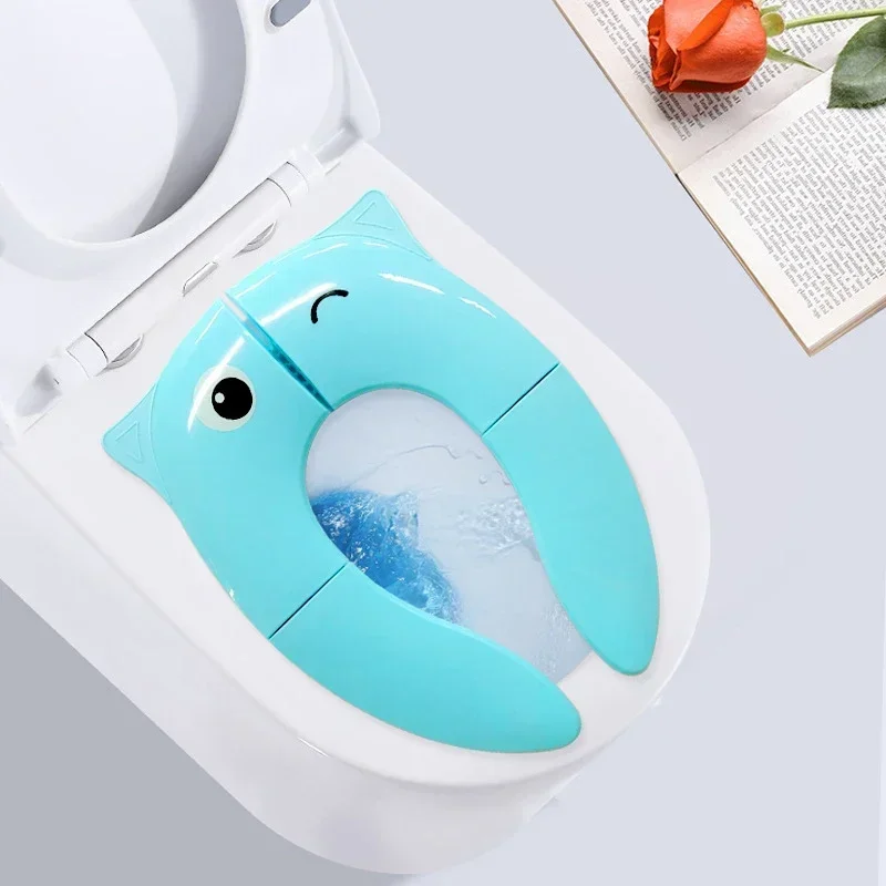 Children\'s toilet seat portable foldable baby toilet seat cute cartoon frog shape baby toilet training toilet seat baby boy