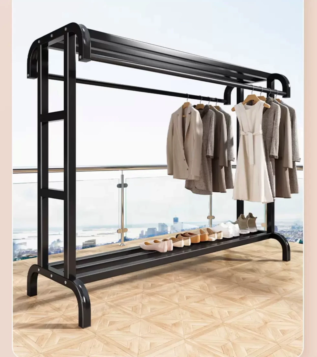 Clothes rack floor balcony household clothes rack bedroom mobile clothes rack