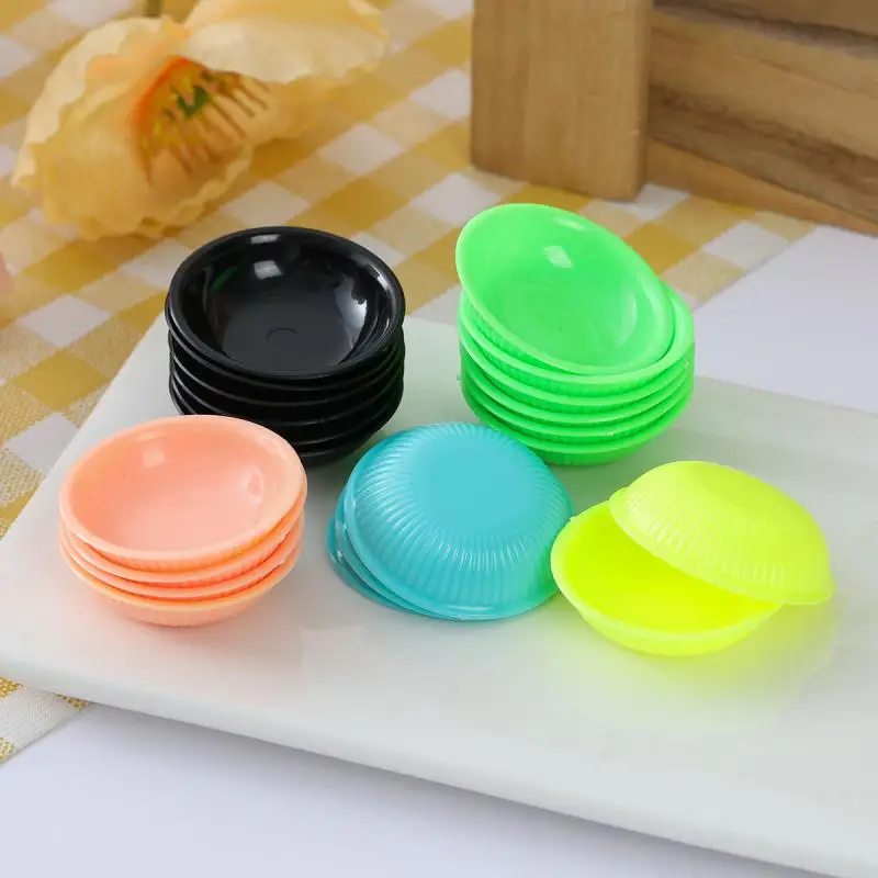 Mini Plates Bowl Plate Model Colorful Dish Bowl Set Miniature DIY Dollhouse Kitchen Utensils Desktop Decor Decoration 20pc/lot