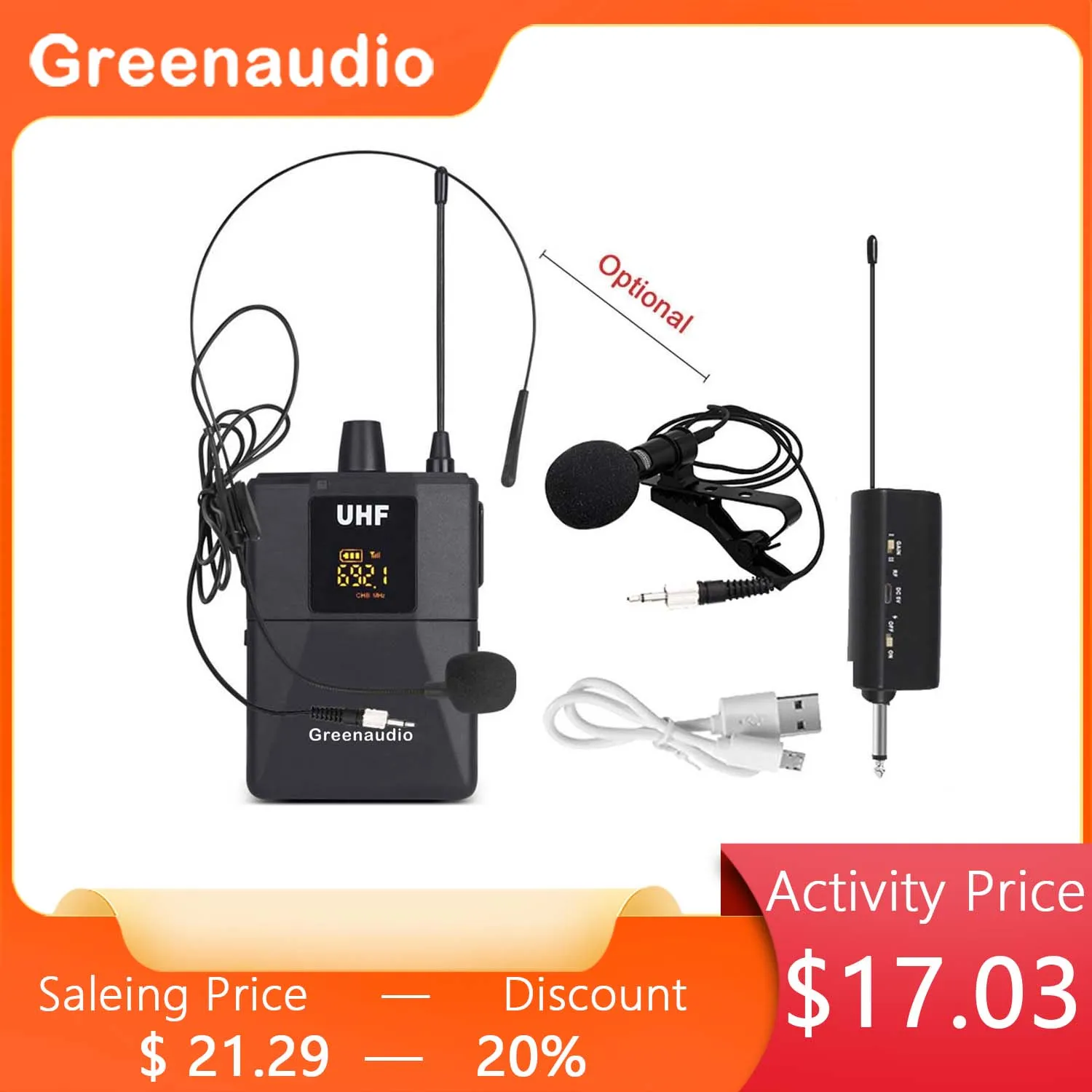 GAW-103A Wireless Collar Microphone set Lavalier Lapel Microphone,Ideal for Teaching Preaching and Public Speaking Camera