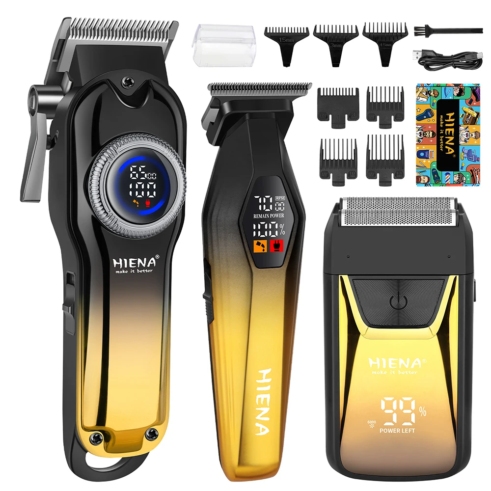 

Профессиональный беспроводной набор для стрижки волос и триммер для бороды (1/2/3 предмета) с LED-дисплеем, прецизионный триммер, USB-зарядка