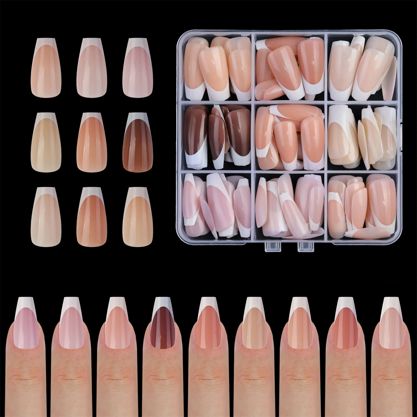 Press-on Nail French Fake Nails Wear-resistant and Scratch-resistant Fake Nails for Stage Performance Wear