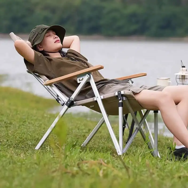 

Outdoor Recliner Folding Beach Chair Picnic Camping Ultra Light Chairs High Back Aluminum Silla Plegable Outdoor Furniture WKOC
