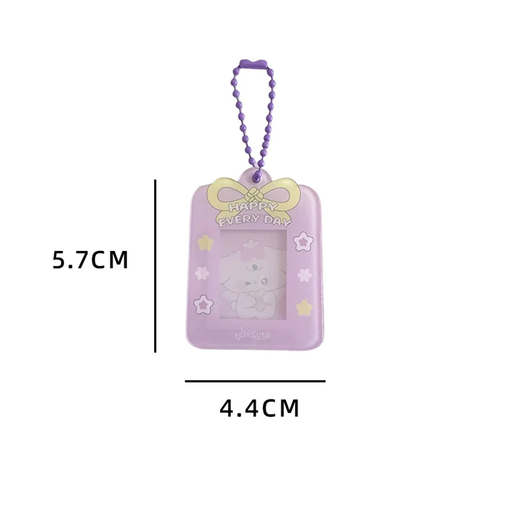 Kawaii Bow Kpop Idol Photo Card Protect Frame For 1inch Mini Photocard Holder Keychain Mini Lovers Souvenir Pendant