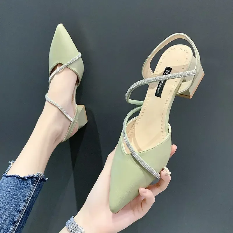 Shoes Trend 2024Mirror Luxury Sandal Female Party Sandals Ladies Block Heels Designer Elegant Comfortable Chunky Summer New Hot