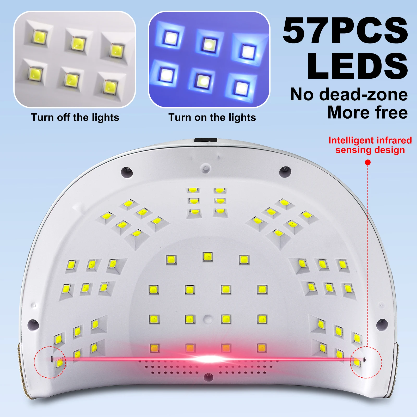 Professionele UV-nagellamp 57 LED gel nagellakdroger met 4 timer automatische sensor manicure uithardende nagellamp voor salongereedschap