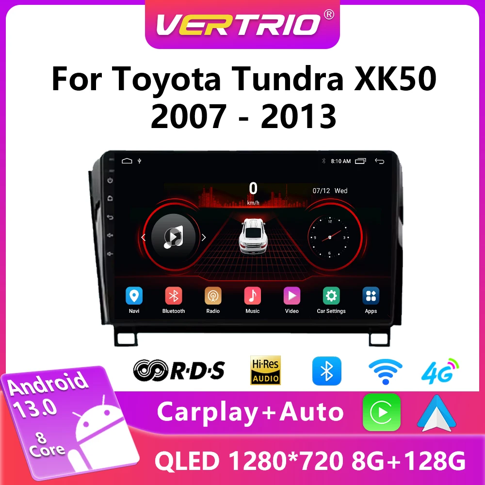 

For Toyota Tundra XK50 2007-2013 Android 13 Car Radio Multimedia Video Player Navigation GPS 4G CarPlay 2 din DVD Stereo DSP BT