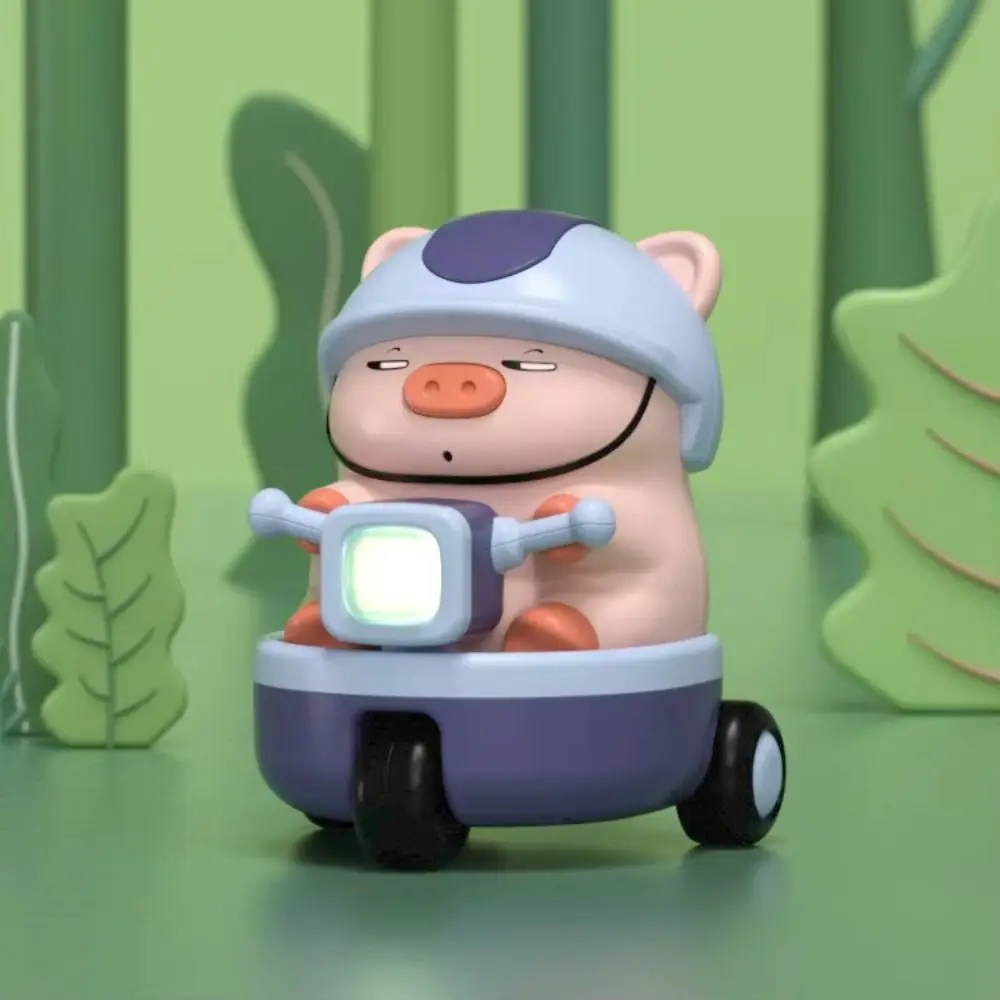 Porco de plástico dublê carro de três rodas brinquedos som e luz interativo animal piggy carro elétrico brinquedo móvel rotativo