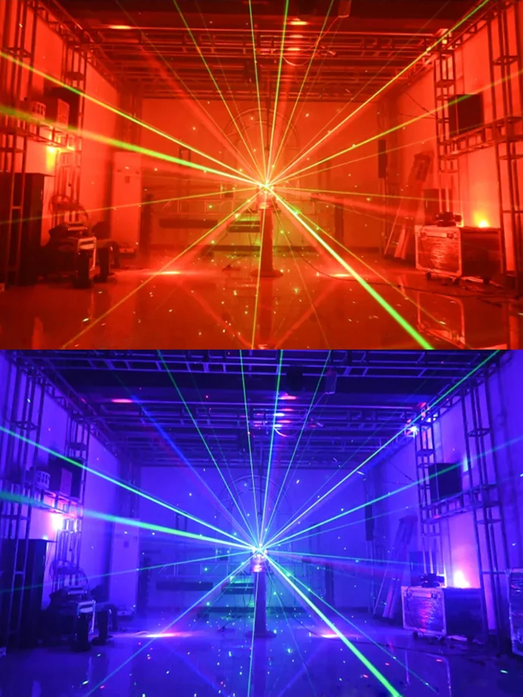 DJ Disco Colorful Stage Lighting 8X15W RGBW 4in1 LED Beam Moving Head Light DMX RG Laser Amber Strobe Infinite Rotation Lights