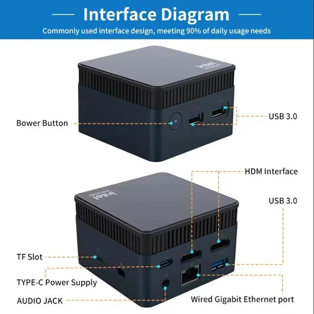 Imagem -05 - Plus Intel Lago Alder N100 Windows 11 Core Mini pc Ddr5 12gb 128gb M.2 Ssd Wifi5 Bt4.2 Computador Desktop Gaming Zx01