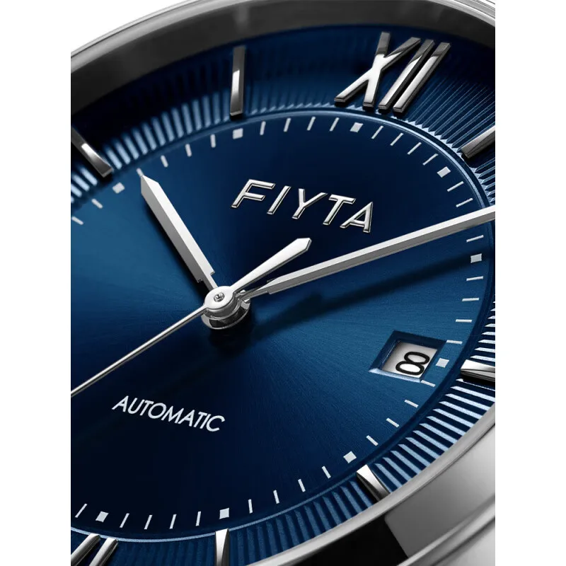 ساعات نسائية أوتوماتيكية بالكامل من Fiyta، زجاج ياقوتي، قرص أزرق، مقاومة للماء، ساعات عمل عصرية للنساء