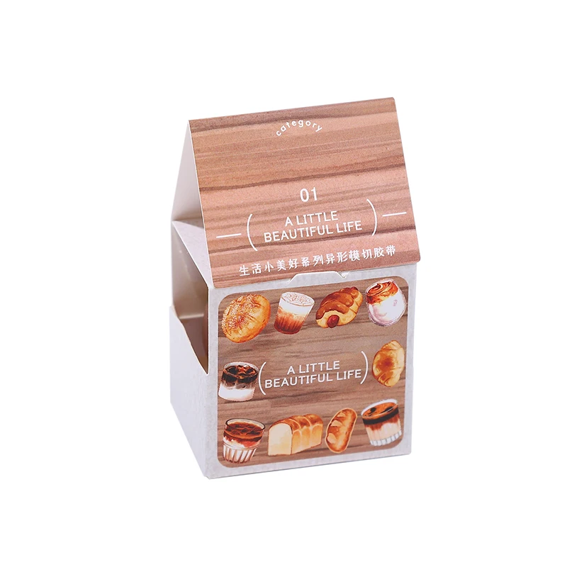 Small Size Pattern Tape Boxed Cat Coffee Fruit House Creative Hand Account Collage Material DIY Decorative Tape Can Write Tape