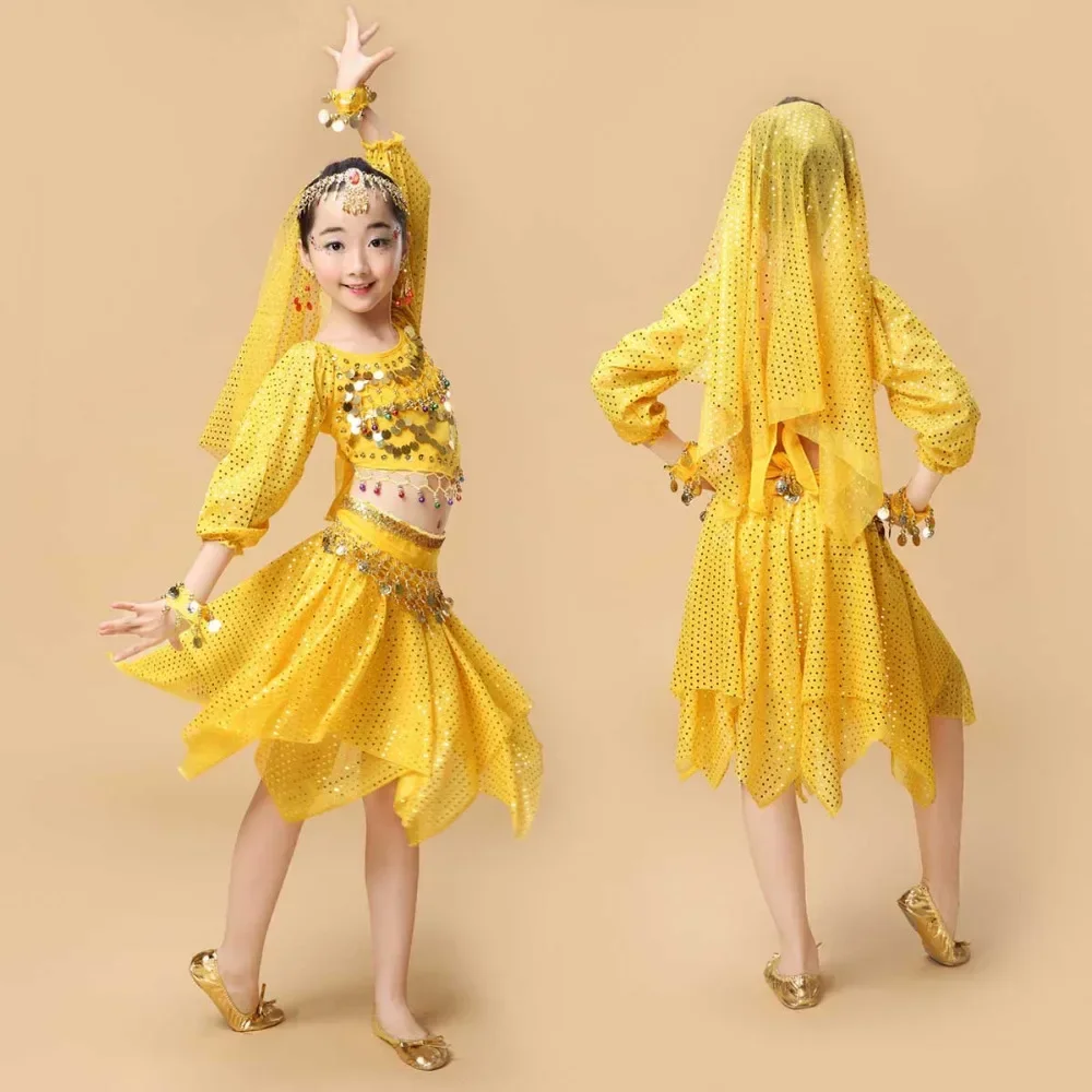 

Quality Indian Sari Girls Dress Orientale Enfant Indian Costumes For Kids Oriental Dance Costumes Belly Dance Dancer Clothes Set