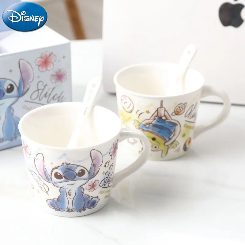 Disney princess Winnie the Pooh Stitch Cup ceramic mug with spoon cute cartoon household water cup 250ml coffee cup gift for kid view 4