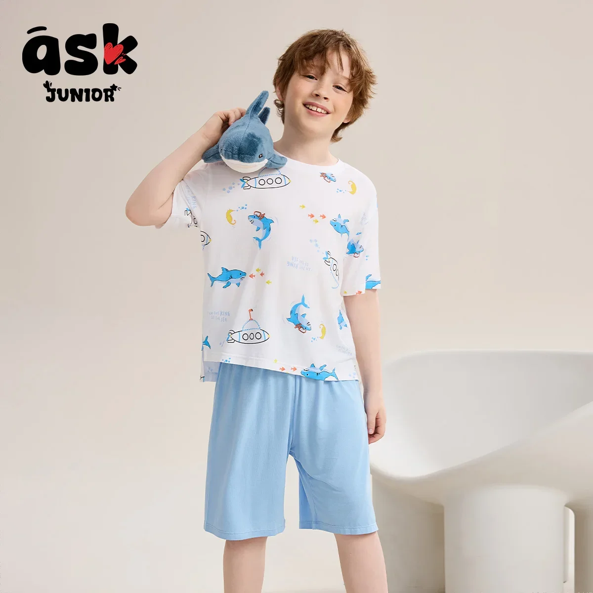 اسأل جونيور Homewear مجموعة الأولاد ملابس الصيف تكييف الهواء الأطفال تي شيرت السراويل مشروط منامة قطعتين مجموعة #5