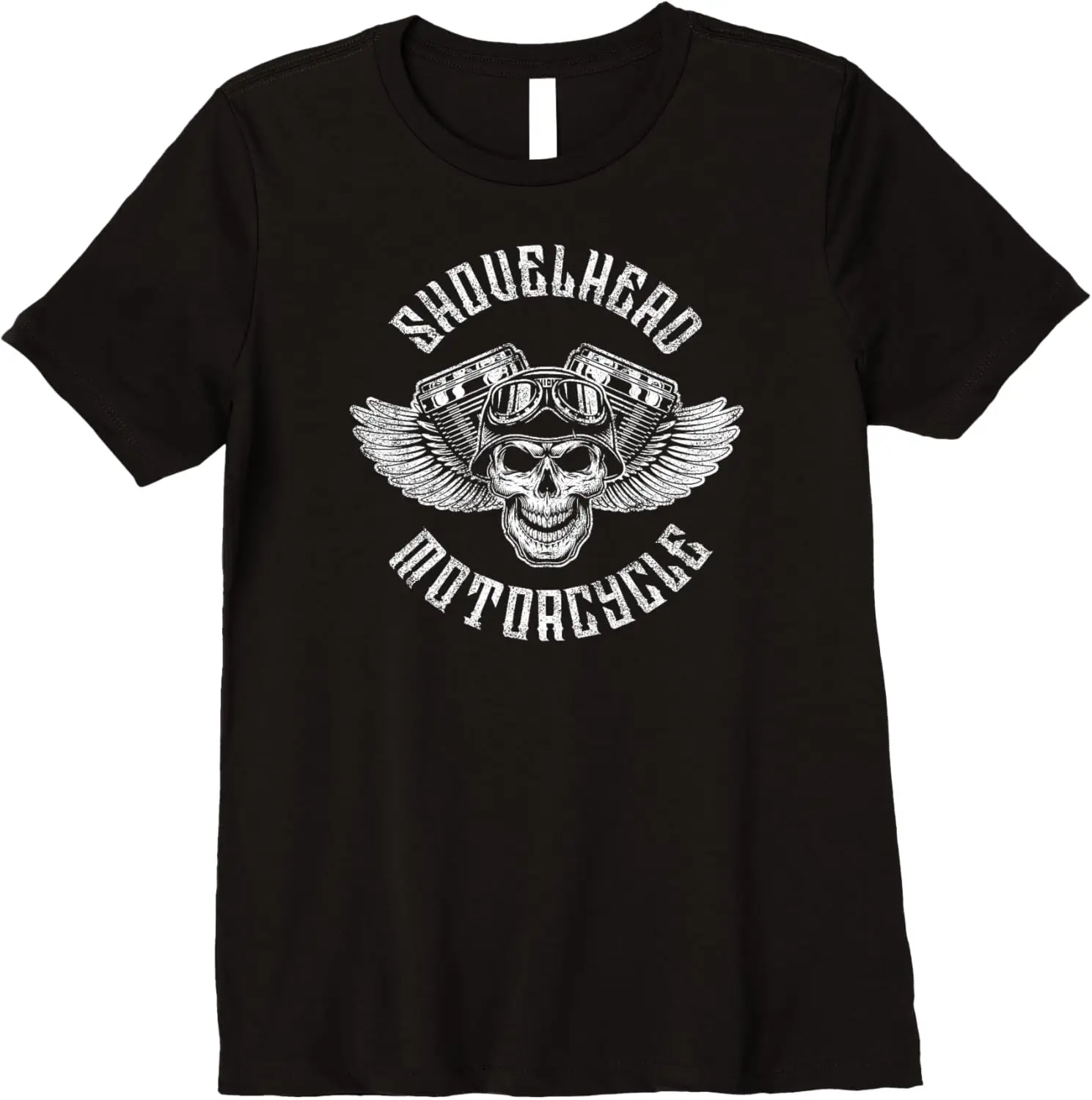 

Shovelhead V-twin Engine Motor Skull and Wings T-Shirt 100% Cotton O-Neck Short Sleeve Summer Casual Mens T-shirt Streetwear
