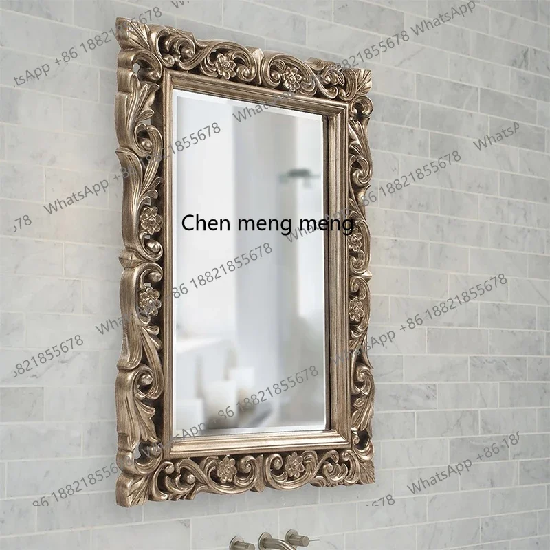 X Square decoration, makeup mirror hand-carved retro, living room dining room wall decoration